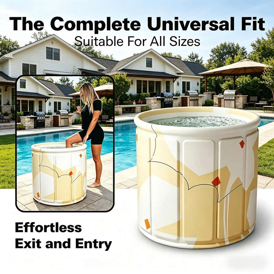 Portable Folding Bathtub For Adults, Non-Inflatable Thermal Insulated Tub, Hot & Cold Dual Use Design, Summer Ice Bath Relieves Muscle Soreness, Warm Bath Soothes Body Fatigue, Foldable Space-Saving Tub For Home Spa, Apartment, Outdoor Camping Travel - As Shown In the Figure - View 1