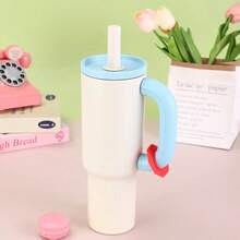 40oz Thermal Mug With Handle, 304 Stainless Steel, Insulated And Straw Included, Elegant Coffee Mug, Ideal For Daily Use, Travel And Office, Reusable And Durable - 白色的 - 查看 1