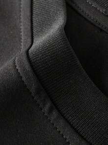 1pc Casual Men's Short Sleeve T-Shirt, Versatile Sweater, Round Neck T-Shirt, Men's Top, 100% Cotton - 黑色 - 查看 4