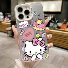 SANRIO  Hello Kitty ピンク 総柄プリント キュートクール ガールズ  17pro Max/17pro/17/11/12/13/14/15/15Pro/15PluS/15Pro Max/16/16Pro/16PluS/16Pro Max/MIN/X/XR 対応 耐衝撃性,傷防止,傷防止,落下防止,バレンタイン,クリスマス - 透紫 - チェックする 1