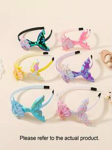 4pcs/Set Mermaid Sequin Headbands - Cute Cartoon Mermaid Sequin Headbands, Butterfly Design Hair Clips, Mermaid Hair Accessories Suitable For Parties, Side Clips Suitable For Daily Wear And Stage Performance, 1/4 Pieces Set - Multicolor - View 10