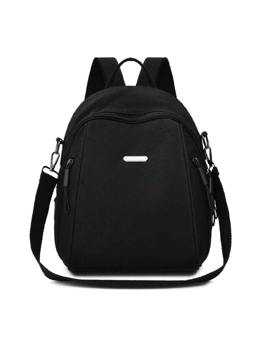 1 pieza Mochila casual de moda de cierre con cremallera de nailon de unicolor, adecuada para el uso diario, el trabajo, la escuela y las salidas de las mujeres, disponible en varios colores - Multicolor - Ver 1