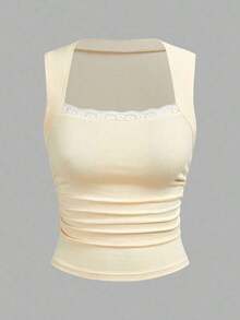 paquete de 3 Tops de tirantes para mujeres con cuello cuadrado acolchado, sin sujetador, ajuste delgado - Multicolor 3 - Ver 4