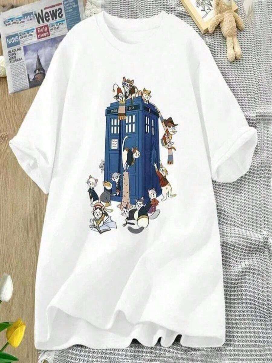 Japanese Anime T-Shirt Women's Harajuku Ullzang T-Shirt Retro Aesthetic Cartoon T-Shirt For Girls 90s Top T-Shirt - 白色 3 - 查看 1