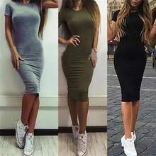 Vestidos de verano para mujer hasta la rodilla brillante pantalón corto Casual manga vendaje ceñido al cuerpo vestido tubo Vestidos - Gris - Ver 4