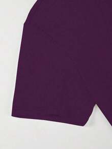 Men's Casual Short Sleeve Crew Neck Summer Print T-Shirt, Summer Streetwear Tee, Drop Shoulder Tee, Gifts For Boyfriend, Back To School Graphic Tees - 紫色 - 查看 3