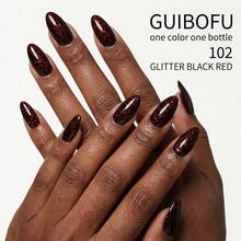 GUIBOFU 品牌 1 瓶 #102 凝膠指甲油 - 酒紅色 - 查看 9