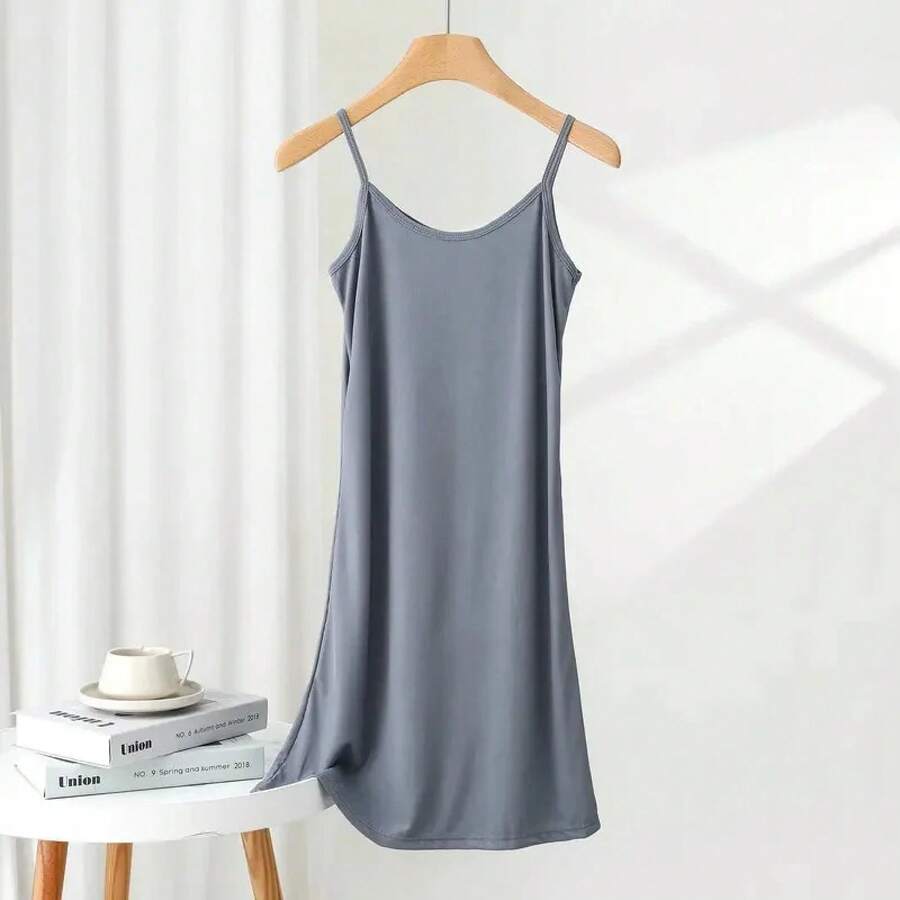 Minivestido holgado para mujer, tela ligera de seda helada, perfecto para el verano, falda exterior de moda 2024 - Azul Pavo Real corto - Ver 1