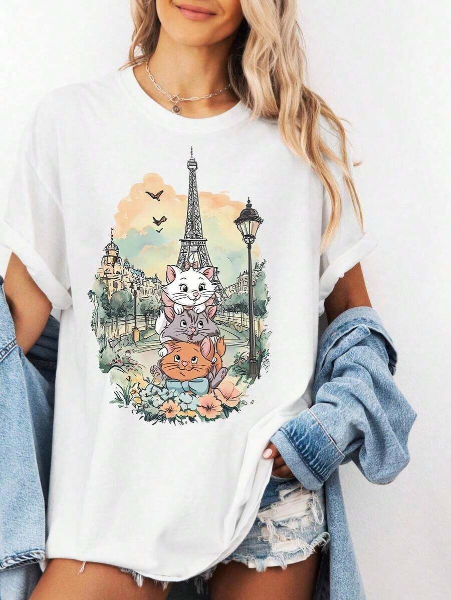 Loose Oversize Disney The Aristocats Shirt, Family Matching Shirt,Marie Aristocats, Cat Lovers Shirt,Animal Kingdom Shirt, Tee,Disney Cat Tee  -- Disneys Disneyland Paris The Magic Kingdom Disneyesque The House Of Mouse Mickey Mouse Empire Modest Summer Outfits Take That T Shirt Summer Coord Tops For Women Summer Summer Clothes Women Summer Clothes Summer Tops Summer Tops Women Summer Co Ord Summer Top Summer Outfits White Top Black Top Holiday Outfits For Women  Tops For Women Summer Holiday Gifts Valentine's Day Gifts Earth Day Gifts Oktoberfest Gifts Summer Bank Holiday Gifts - White - View 1