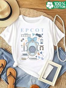 Disney Women Cotton Short Sleeve Crew Neck T Shirt Epcot Themed Print Casual Tee For Spring Summer Daily Wear -- Disneys Disneyland Paris The Magic Kingdom Disneyesque The House Of Mouse Mickey Mouse Empire Modest Summer Outfits Take That T Shirt Summer Coord Tops For Women Summer Summer Clothes Women Summer Clothes Summer Tops Summer Tops Women Summer Co Ord Summer Top Summer Outfits White Top Black Top Holiday Outfits For Women  Tops For Women Summer Holiday Gifts Valentine's Day Gifts Earth Day Gifts Oktoberfest Gifts Summer Bank Holiday Gifts - trắng - Xem 1
