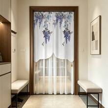 2pcs New Arrival Double Rod Curtain Design, Purple Vine Pattern, Suitable For Small Windows, Villas, Cafes, Shops, 200g/Sqm - 2pcs - View 8