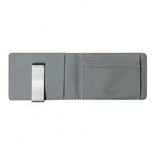 Korean Style Wallet Men's Cross Pattern Short Wallet Stainless Steel Money Clip Credit Card ID Card Holder PU - 藍色 - 查看 6