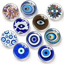 10/20 piezas Parches de Ojo Malvado Multipatrón, Parches Redondos de Gemas de Tiempo, Adecuados para Joyería DIY Hecha a Mano, Llavero, Colgante, Imán de Nevera, Accesorios, Versátil y Práctico, Regalo Encantador para Amigos o Familia - Multicolor - Ver 1
