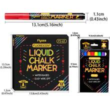 Set de 8 piezas/12 piezas de marcadores de tiza líquida fluorescente neón - Vibrantes, lavables, aptos para pizarras, tableros de menú, ventanas, vidrio, ¡excelentes para la expresión creativa! - Tiza líquida - Ver 6