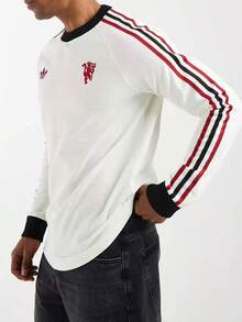 adidas originals Adidas阿迪達斯曼聯足球運動休閒文化復古長袖T卹 男款JZ2235 - 白色 - 查看 3