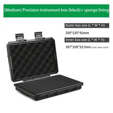 Caja de herramientas portátil, resistente al agua, sellada, piezas de instrumentos de precisión pequeñas, caja de almacenamiento de herramientas, protección de , caja de herramientas de tamaño pequeño - Negro - Talla M - Ver 3