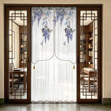 2pcs New Arrival Double Rod Curtain Design, Purple Vine Pattern, Suitable For Small Windows, Villas, Cafes, Shops, 200g/Sqm - 2pcs - View 10