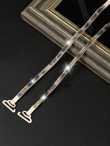 2/4pcs Multi-Color Rhinestone Bra Straps, Shiny Non-Slip Elastic Straps, Suitable For Off-Shoulder Dresses - Multicolor - View 9