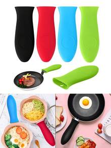 2/4 Pcs Silicone Hot Handle Holder Heat Resistant Sleeve Cover For Cast Iron Skillet Frying Pan Non-Slip Grip - View 1