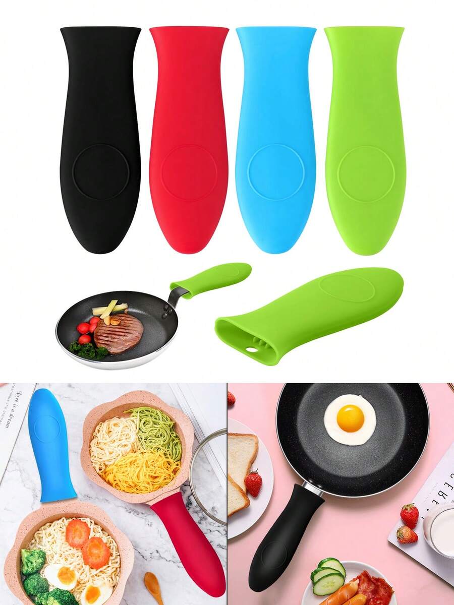 2/4 Pcs Silicone Hot Handle Holder Heat Resistant Sleeve Cover For Cast Iron Skillet Frying Pan Non-Slip Grip - View 1