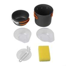 Anodized Aluminum  Camping Pot Set Ligweig And Portable Cookware  Outdoor Cong Entusias - Orange Handle - View 2