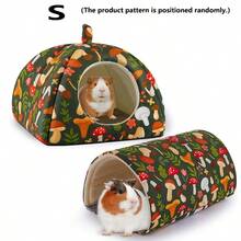 2 buah Sarang Persembunyian Hamster, Tempat Tidur Kelinci yang Dapat Dicuci dengan Terowongan Hamster, Mainan Tempat Tidur Hamster, Aksesoris Kandang Persembunyian Kelinci, Cocok untuk Hamster, Musang, dan Kelinci - A-merah muda - View 4