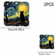1张/2张/3张梵高星夜猫子热转印贴纸，适用于T恤、连帽衫、枕头、背包和手提包，是理想的节日礼物 | 节日设计 | 持久耐用 - 燙畫 - 查看 11