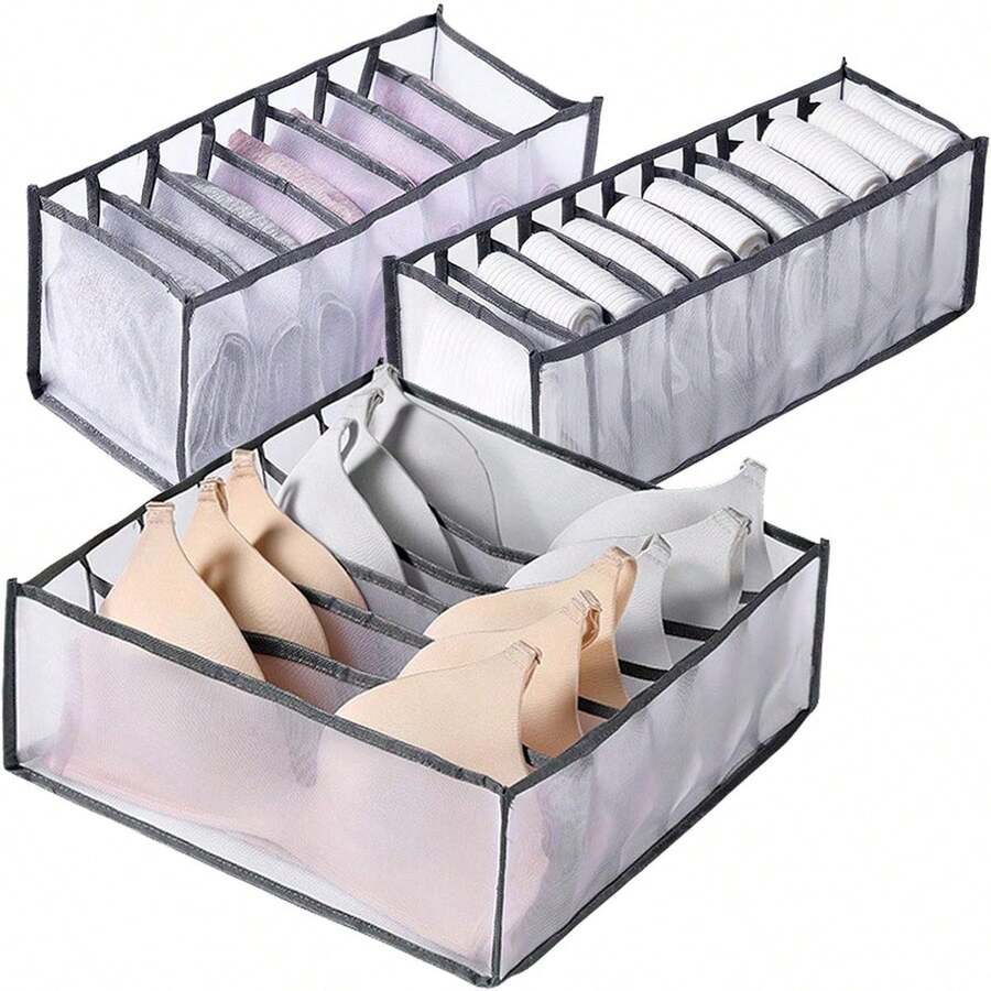 Honeycomb Organizer Box Drawer Wardrobe Kit 3 Wardrobe Underwear Socks Blouse Bed Shorts Foldable Closet Organization - 淺灰色 - 查看 1