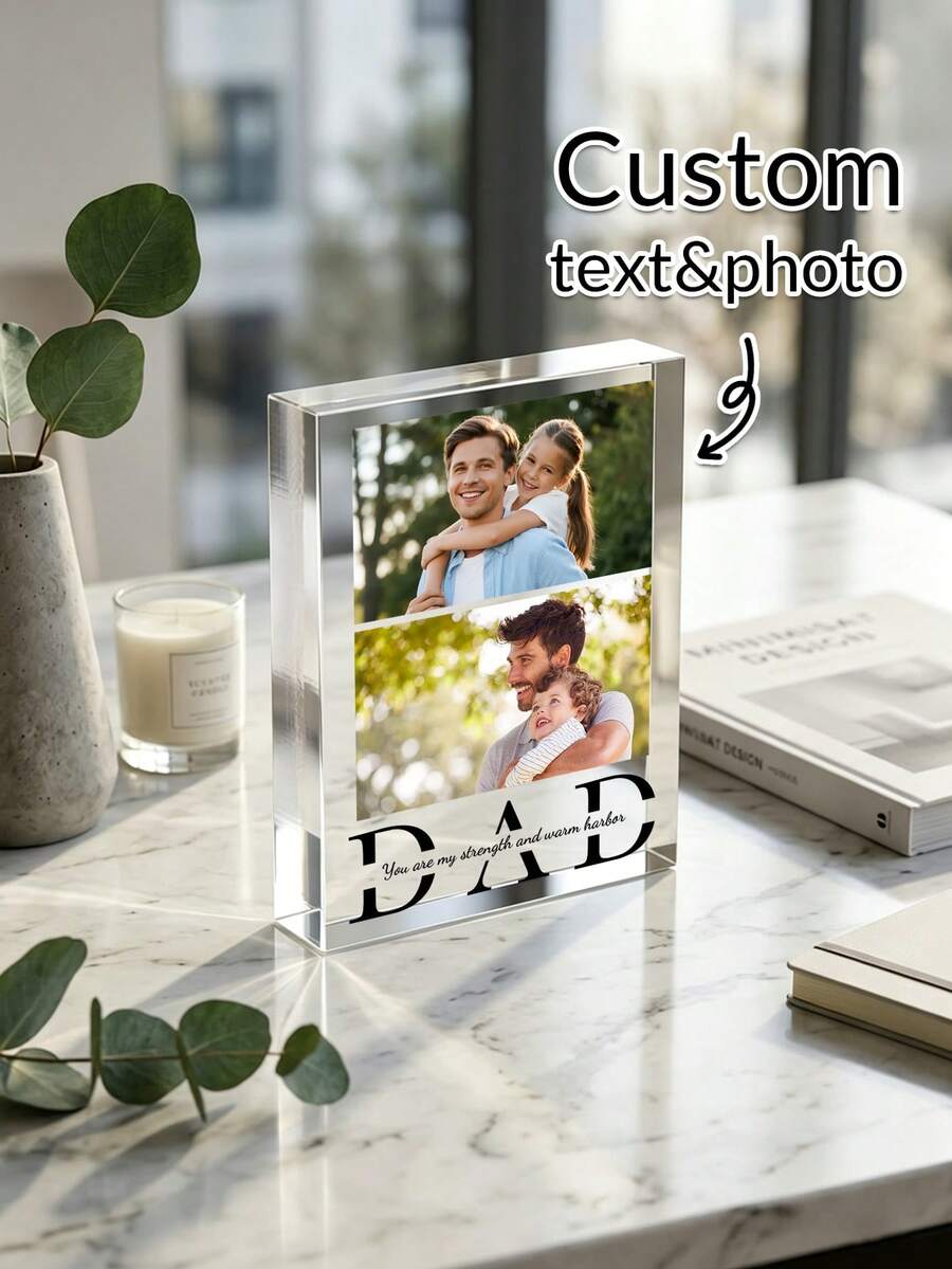 Personalisierter Acryl Foto- & Textdekoration, personalisierter Acryl Fotorahmen, Geschenk zum Vatertag, Geburtstagsgeschenk, Jahrestags-Geschenk, Geschenk für Papa, Heimdekoration, Memorabilien, wiederverwendbar, süß, hochwertig, Geburtstagsgeschenk, Hochzeitsjubiläum, Geschenk zum Vatertag - Verschiedenfarbig - Übersicht 1
