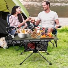 Mesa de Camping Plegable Ultraligera, pequeña mochilero mesas al Aire Plegable Ligero con Almacenamiento Malla y Bolsa de Transporte para Picnic, Viajes y Actividades al Aire - Negro - Ver 3