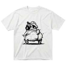 2026 Summer New Funny Cowboy Pug Thicc Graphic T-Shirt, Vintage Mineral Wash Acid Wash Tee, Retro Western Dog Lover Gift, Oversized Distressed Cotton Shirt For Men Women, Cute Pug Mom Dad Gift, Cheeky Pug Tee Casual Daily T-Shirt - WH - 查看 1