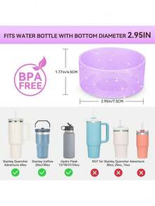 1 buah Pelindung Bawah dan Selongsong Cangkir Silikon, Tatakan Anti Selip Isolasi Panas 7,5 cm, Cocok untuk Gelas Ice Flow Flip 12/24oz & Gelas Sejenis, Tahan Air & Tahan Guncangan untuk Penggunaan Sehari-hari, Perjalanan & Pesta, Penutup Pelindung Bawah Cangkir Air Isolasi Panas - MultiWarna - View 4