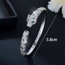 1 chiếc vòng tay mạ bạc/vàng sang trọng, đính đá Zirconia lấp lánh, thiết kế họa tiết da báo năng động, co giãn, thích hợp đeo hàng ngày, dự lễ hội, tiệc tùng, đám cưới, lễ tốt nghiệp, quà tặng Eid/Ramadan. - Nhiều màu - Xem 3