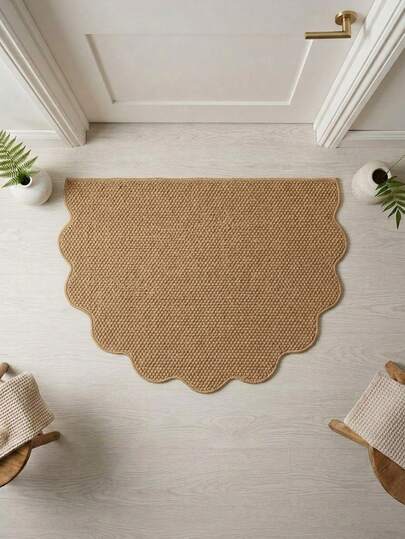 1pc Semi-Circle Wave Edged Rug, Decorative Carpet, Bedroom Decor, Small Rug, Carpet, Home Decor, Living Room Carpet, Living Room Small Rug, Bedroom Rug, Living Room Home Decor, Outdoor Rug, Washable Rug