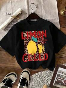 Camiseta de mujer, estilo casual urbano con estampado gráfico, camiseta de manga corta, top de verano lindo, camiseta de zumba para mujer, camiseta de playa para mujer, camiseta de leopardo para mujer, camiseta de España, camiseta de verano, transpirable y cómoda. - Negro - Ver 5