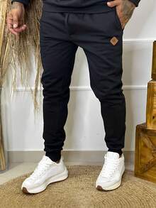 Men's Cotton Winter Fleece Set - Pants/Sweatshirt - Hitam dan Putih - View 2