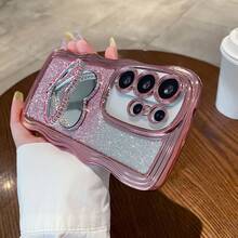 水波纹图案手机壳，兼容苹果 17 Pro Max，电镀防震奢华保护壳，防尘加固边角，适用于三星 Galaxy S24 Ultra/S24 Plus/S24、S23 Ultra/S23 Plus/S23、S22 Ultra/S22 Plus/S22、S21 Ultra/S21 Plus/S21 FE、S20 Ultra/S20 Plus/S20 FE、A5x/C1 2 3 4 5 6 7 8 9/9 8 7 6 5 4 3 2 1。 - 粉紅色+水凝膜 - 查看 3