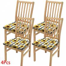 2/4/6pcs Sunflower Plaid Pattern Stretch Seat Cushion Covers, Suitable For Home Decor, Living Room, Dining Room, Garden, Hotel, Party Events, Washable Polyester Material Dining Chair Seat Covers - Multicolor - View 12