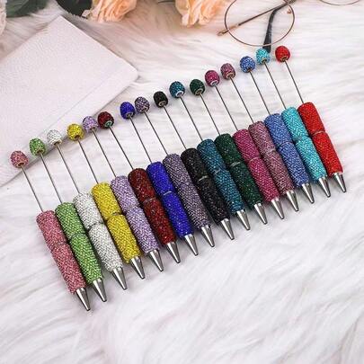 [30pcs Set] 10pcs Sparkling Rhinestone Ballpoint Pens, Cute Shiny DIY Pens With 10pcs Refills And Extender, Aesthetic Office & Study Writing Stationery Gift