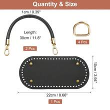 Bộ dụng cụ làm túi móc len gồm đáy túi hình bầu dục 8.7 x 4 inch bằng da PU, 2 quai xách dài 11.8 inch và 4 khóa cài, dùng để tự làm túi móc len, túi đeo vai và ví. - Nhiều màu - Xem 3
