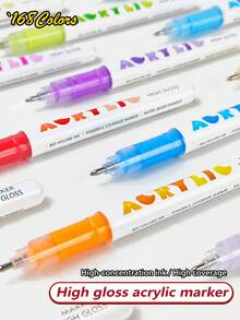 Set de 168 colores de pintura acrílica y bolígrafos de gel, 12 piezas (14 temas de color) opcionales, tinta fluorescente vívida, punta de bola flotante de 360°, crea un efecto 3D suave - resistente al agua, resistente a la luz, alta cobertura, gran capacidad de tinta, marcadores de arte para estudiantes, colores apilables, tinta de bloqueo de papel - adecuado para pintura en vidrio/roca/Body, libros para colorear DIY | Set de regalo para niños/niñas (Navidad y vuelta al colegio) - bolígrafo técnico - Ver 8