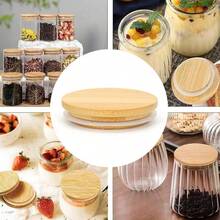 Set Of 7 8cm Reusable Airtight Glass Storage Lids For Bamboo Lids - 7 piezas por juego - Ver 3