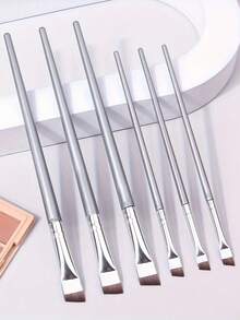 6pcs Ultra-Thin Precision Makeup Brush Set, Including Straight Eyeliner Brush And Angled Eyebrow Brush, Professional Detail Brushes For Precise Lower Lash And Eyebrow Shaping, Soft Synthetic Bristles And Ergonomic Handles, Compact And Portable, Ideal Makeup Tool Set For Women And Girls For Daily Makeup, Travel And Touch-Ups - Multicolor - View 2