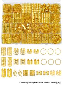 220件金色发饰，适用于编发，女士发饰，金属发圈和发夹，波西米亚风格发饰 - 金色 - 查看 1