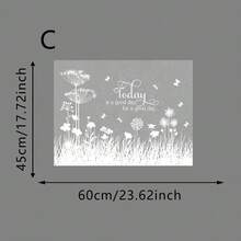 1/4 Peças Película Estática Fosca para Janela com Padrão Floral e Borboleta Branco com Citação Inspiradora para Privacidade da Cozinha e Banheiro, Decorativa, Reutilizável, Adesivo de Vidro Sem Cola - Película fosca branca - Visão 14