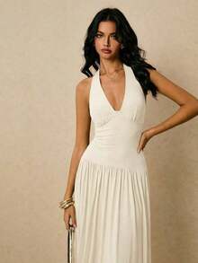 Women's Classic Polka Dot Printed Sleeveless Long Dress Casual Slim Fit Maxi Dress Elegant Summer Outfit For Vacation Beach Wedding Guest Party Daily Casual Wear - 杏色 - 查看 7