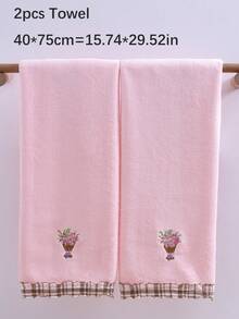 珊瑚絨刺繡玫瑰臉巾、浴巾、手捧花、婚禮裝飾、伴娘、吸水超細纖維純色刺繡浴巾或毛巾、情侶款居家手巾浴巾、柔軟親膚浴室毛巾、浴室用品、沙灘巾，適用於浴室、飯店、開學季、居家必需品、毛巾、護膚 - 粉色 - 查看 5
