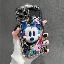 Officially Licensed Disney Mickey Mouse Phone Case, This Protective Phone Case Features A Classic Print Of Cheerful Mickey Mouse With His Iconic Round Ears And Bright Smile, Set Against A Vibrant Backdrop Decorated With Subtle Star And Polka Dot Accents, Made With Flexible, Durable TPU Material To Protect Against Everyday Scratches, Bumps, And Minor Impacts, With A Raised Camera Frame For Extra Lens Protection, Slim And Lightweight Construction That Adds Minimal Bulk And Fits Easily In Pockets And Bags, Compatible With IPhone 17, 16, 15, 14, 13, 12, 11 Pro Models, Making It A Timeless Choice For Mickey Fans And Disney Lovers, Ideal For Birthdays, Holidays, Or Any Special Occasion To Surprise Family And Friends - Silver - View 2