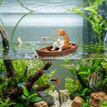 Bộ 2 món trang trí tiểu cảnh bể cá sáng tạo, hình thuyền câu cá mèo dễ thương, đồ trang trí bể cá bằng nhựa cao cấp bền chắc, trang trí tiểu cảnh chủ đề đại dương, phụ kiện trồng cây trong bể cá với chi tiết chân thực | Quà tặng ngày lễ | Quà tặng cho người đam mê câu cá - Kiểu A - Xem 6