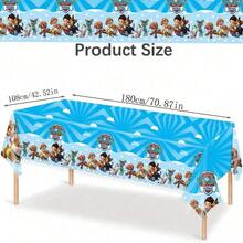 狗主題派對用品，一次性桌布，無需清潔，使用方便。卡通桌布，節日派對，狗主題桌布營造氛圍 - 彩色 - 查看 3